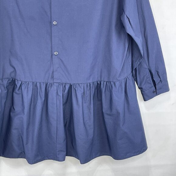 ZARA Basic Collection Top Womens Small Navy Peplum Loose Botton - Picture 7 of 14